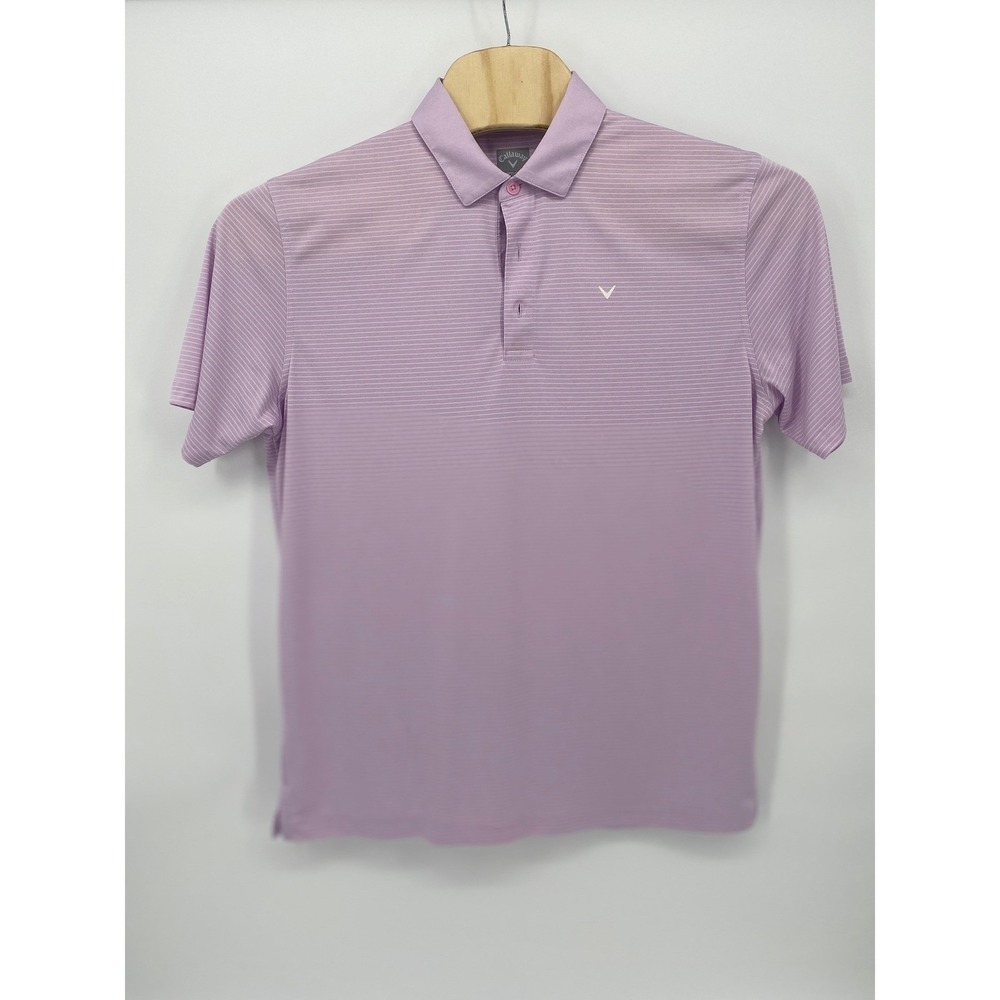 Callaway Opti-Dri Golf Polo Shirt Mens Large Purple White Stripe Performance Top
